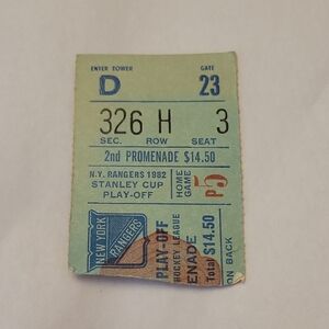 Vintage New York Rangers Stanley Cup Playoff Ticket
